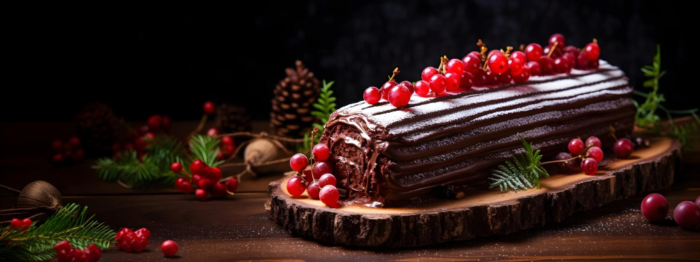 Lire la suite à propos de l’article Bûche de Noël chocolat, praliné et citron