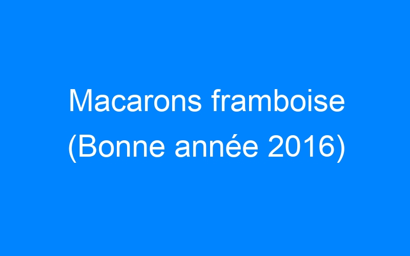 Macarons framboise (Bonne année 2016)
