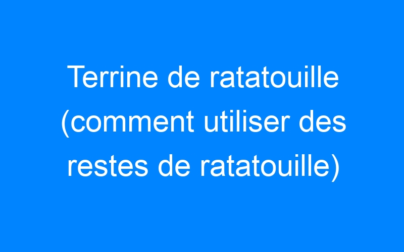 You are currently viewing Terrine de ratatouille (comment utiliser des restes de ratatouille)